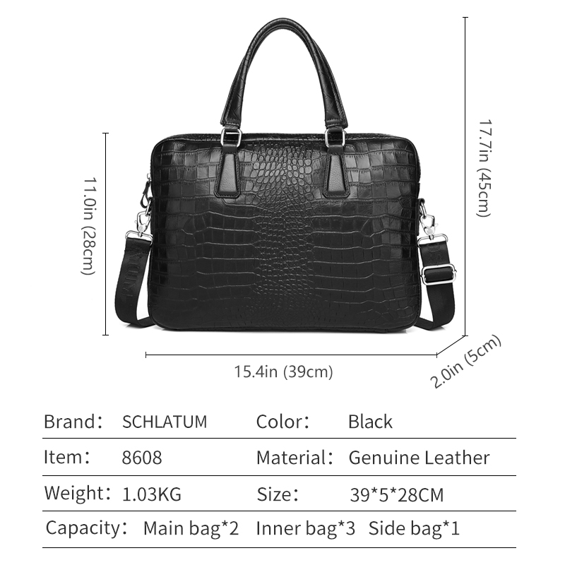 SCHLATUM Genuine Leather Croco - Luxury Bags That Fit Laptop recensione e prezzo