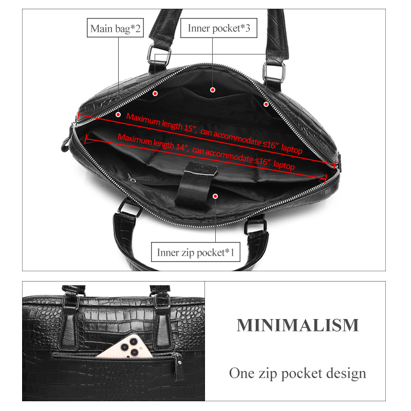 SCHLATUM Genuine Leather Croco - Luxury Bags That Fit Laptop recensione e prezzo