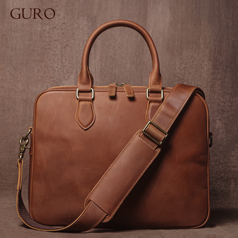 GURO Men Crazy Horse Cowhide B - Luxury Bags That Fit Laptop recensione e prezzo